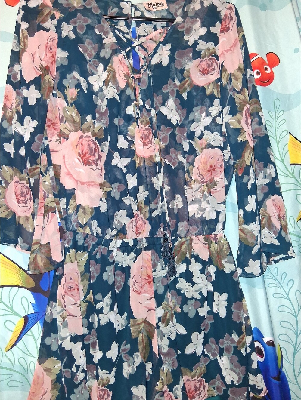 Show Me Your MuMu Navy Floral Romper with Pink Roses